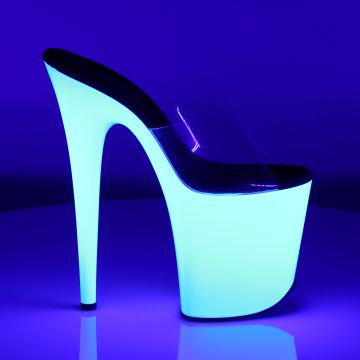 FLAMINGO-801UV Bílé svítící Pleaser pantofle | FLAMINGO-801UV Pleaser - z vnějšku FLAMINGO-801UV Bílé svítící Pleaser pantofle | FLAMINGO-801UV Pleaser - z vnějšku