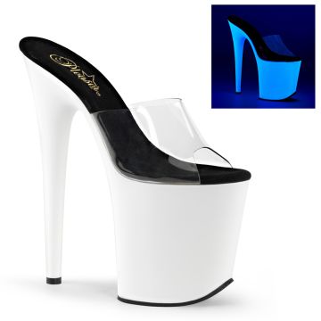 FLAMINGO-801UV Bílé svítící Pleaser pantofle | FLAMINGO-801UV Pleaser FLAMINGO-801UV Bílé svítící Pleaser pantofle | FLAMINGO-801UV Pleaser