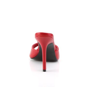 CLAS01/RPU Červené matné pantofle na jehlovém podpatku | CLASSIQUE-01 Pleaser - zezadu CLAS01/RPU Červené matné pantofle na jehlovém podpatku | CLASSIQUE-01 Pleaser - zezadu